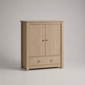 Elevata credibilità rettangolare in rovere impiallacciato MDF con 2 porte e 1 cassetto, 90 × 40 × 120 cm, rovere naturale