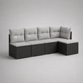 Divano angolo giardino a 4 posti, salone modulare PE con cuscini grigio chiaro, 255 × 135 × 73 cm