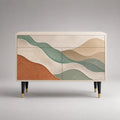 Credenza rettangolare in MDF con 2 porte e 1 cassetto, avorio, verde salvia, terracotta e beige, 120 × 40 × 88 cm