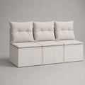 Divano da giardino modulare 3 posti in rottano PE con 6 cuscini, bianco e crema, 180 × 60 × 90 cm