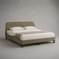 Letto matrimoniale imbottito in poliestere verde oliva con letto con latte, letto 160 × 200 cm, dimensioni 220 × 173 × 105 cm