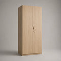 Armadio rettangolare a 2 porte in pannello di particelle di melamina, rovere leggero, 80 × 50 × 180 cm