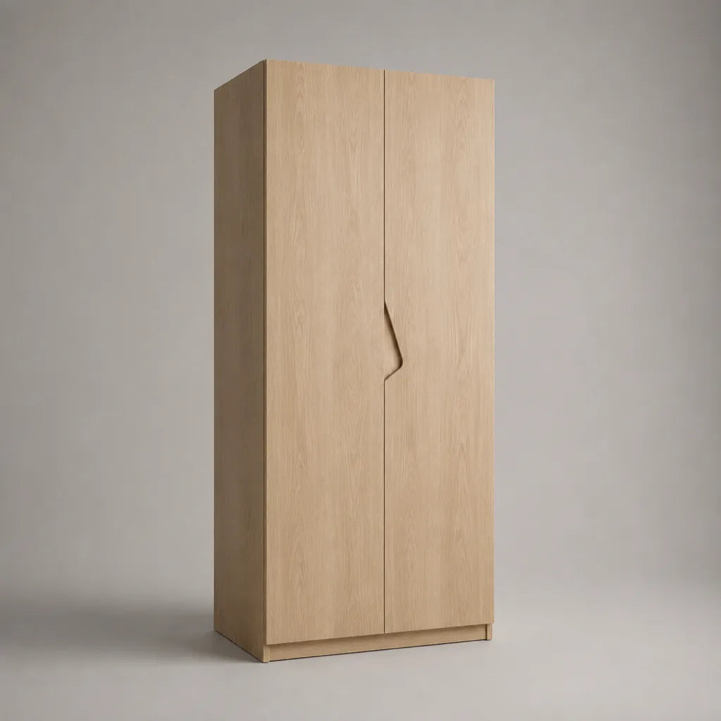 Armadio rettangolare a 2 porte in pannello di particelle di melamina, rovere leggero, 80 × 50 × 180 cm