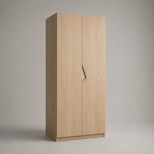 Armadio rettangolare a 2 porte in pannello di particelle di melamina, rovere leggero, 80 × 50 × 180 cm