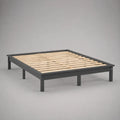 Letto matrimoniale in acciaio con letto con latte in legno, grigio antracite, letto 160 × 200 cm, dimensioni 166 × 206 × 35 cm
