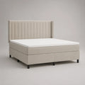 Letto matrimoniale in tessuto beige con testata, materassi e materassi, 160 × 200 cm di sonno, dimensioni 180 × 215 × 120 cm