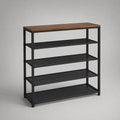Scarpa rettangolare a 5 livelli in acciaio e tavoletta, noce nero e marrone, 100 × 30 × 95 cm