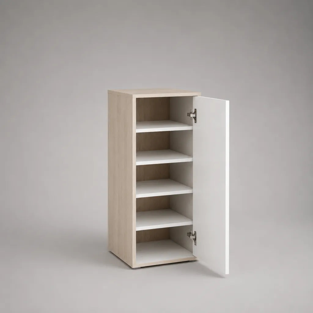 Scarpa a chipboard in melamina da 1 pollice con 5 scomparti, rovere bianca e leggera, 60 × 35 × 120 cm