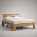 Letto matrimoniale rettangolare in rovere massiccio marrone chiaro con testata, letto 160 × 200 cm, dimensioni 170 × 212 × 100 cm
